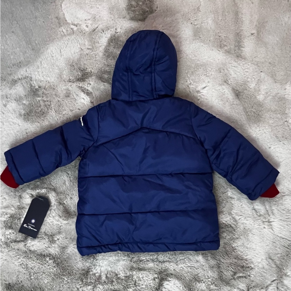 NEW Ben Sherman Puffer Jacket Sherpa hood, fleece lined Coat Blue Red 12 months - Picture 5 of 6